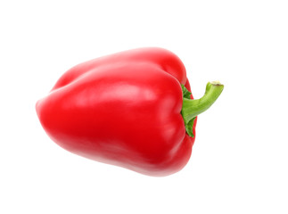 one red sweet bell pepper isolated on white background