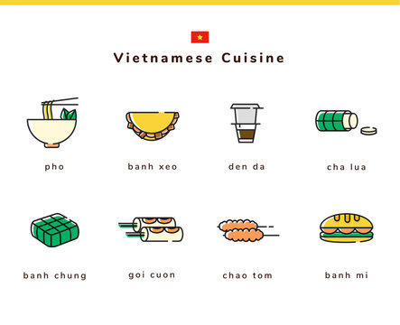 Vietnamese cuisine - icon set
