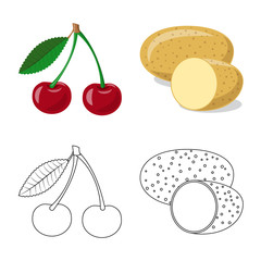 Vector illustration of vegetable and fruit logo. Collection of vegetable and vegetarian stock vector illustration.