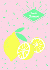 Summer pattern lemon illustration. Vector graphic