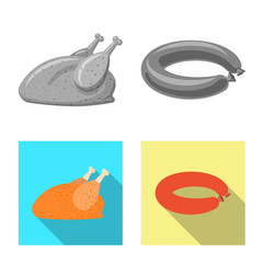 Isolated object of meat and ham logo. Collection of meat and cooking vector icon for stock.