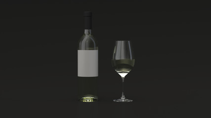 Bottle of white wine and a glass