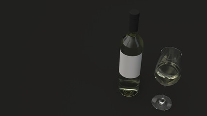 Bottle of white wine and a glass