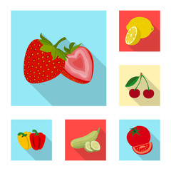 Vector illustration of vegetable and fruit symbol. Collection of vegetable and vegetarian stock vector illustration.