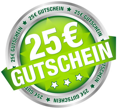 Button Banner "25 € Gutschein" grün/silber