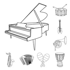 Isolated object of music and tune sign. Collection of music and tool stock vector illustration.