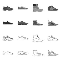 Isolated object of shoe and footwear logo. Set of shoe and foot vector icon for stock.