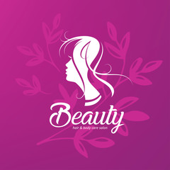 womans hair style stylized sillhouette, beauty salon logo template