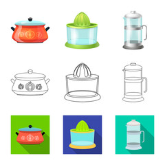 Vector illustration of kitchen and cook icon. Collection of kitchen and appliance stock symbol for web.