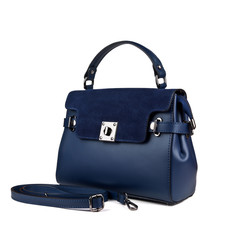blue leather crocodile bag isolated on white background