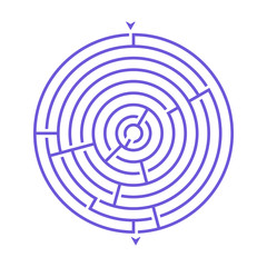 Simple round maze labyrinth game for kids. One of the puzzles from the set of child riddles.