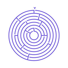 Simple round maze labyrinth game for kids. One of the puzzles from the set of child riddles.