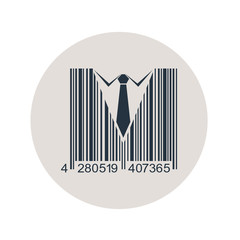 Icono plano código de barras ropa de hombre en círculo gris