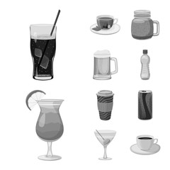 Vector illustration of drink and bar symbol. Collection of drink and party stock symbol for web.