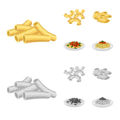 Vector design of pasta and carbohydrate icon. Collection of pasta and macaroni stock vector illustration.