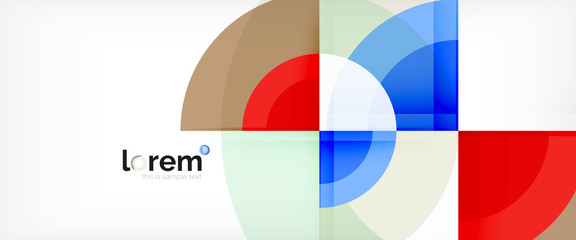 Modern geometric circles abstract background, colorful round shapes with shadow effects