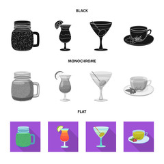 Vector illustration of drink and bar logo. Collection of drink and party stock vector illustration.