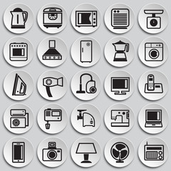 Home appliance icons set on plates background for graphic and web design, Modern simple vector sign. Internet concept. Trendy symbol for website design web button or mobile app