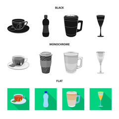 Isolated object of drink and bar sign. Set of drink and party stock vector illustration.