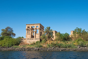 Columns and wall at kiosk in an ancient egyptian temple