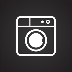 Washing machine icon on black background for graphic and web design, Modern simple vector sign. Internet concept. Trendy symbol for website design web button or mobile app