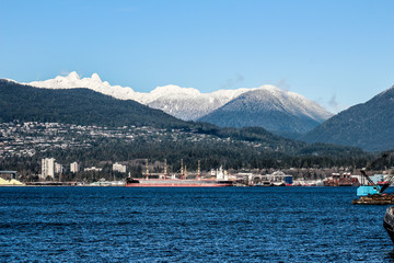 Ocean and mountains and city