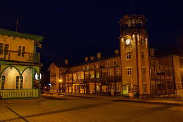 Fototapeta na wymiar Iwonicz Zdroj during the night. This is very popular place in Poland if you want to rest.