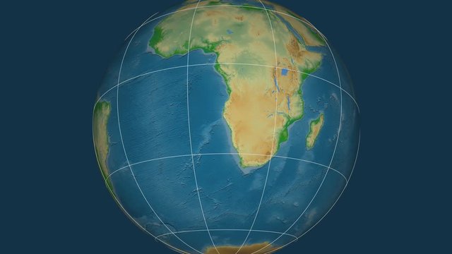 Zoom-in on Namibia outlined. Physical map