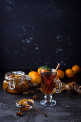 tangarine marmalade jam. dark food photo style