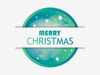 Merry Christmas. Christmas ball with green gradient. Layer with shadow. Greeting card design template. Vector illustration