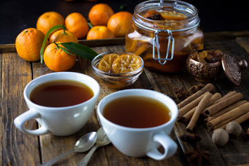 tangarine marmalade jam. dark food photo style