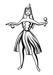 Black and white maori girl dancing.