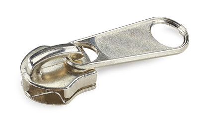 metal zippers slider on white background