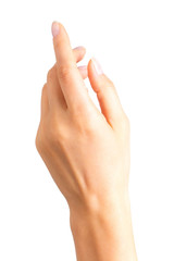 Fototapeta premium Woman beautiful hands showing something on it