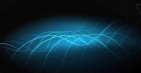 Neon lines wave background. Abstract composition
