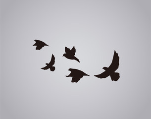 Vector silhouette flying birds on white background. Tattoo Stock Vector |  Adobe Stock