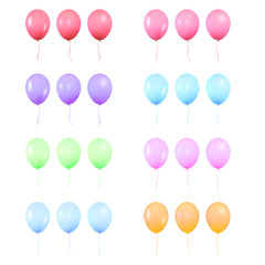 Balloon. Set of realistic colorful shiny helium balloons. Isolated ballons birthday decoration.