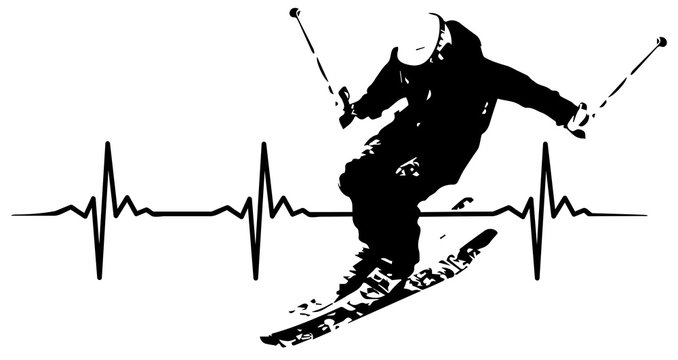 Skiing heartbeat #isoliert #vektor - Ski Herzschlag