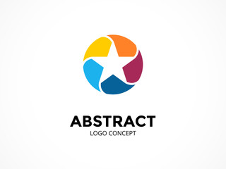 Star logo template. Modern vector abstract circle creative sign or symbol. Design geometric element