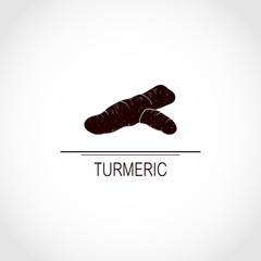 Turmeric. Ginger. Root. Silhouette. Logo, sign, symbol, emblem