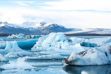 Glaciers in Iceland on the water