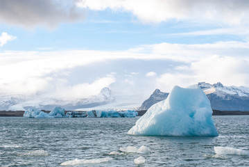 Glaciers in Iceland on the water
