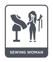 sewing woman icon vector