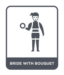 bride with bouquet icon vector