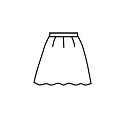 Black & white illustration of woman casual short skirt. Vector line icon of female clothing. Isolated object