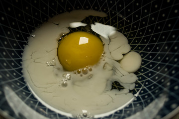 Artistic morning treat with egg, rice milk, and flour...getting ready for my pancakes