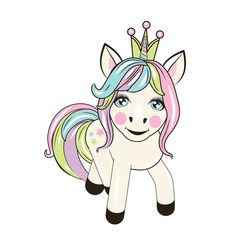 beautiful unicorn with crown stands