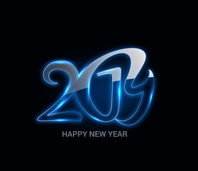 Happy New Year 2019 Glowing Text Design Patter, Vector illustration.