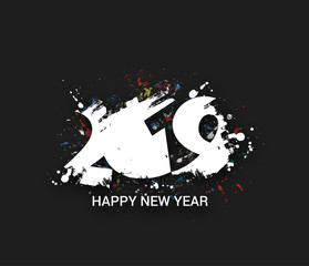 Happy New Year 2019 Text Design Patter, Vector illustration.