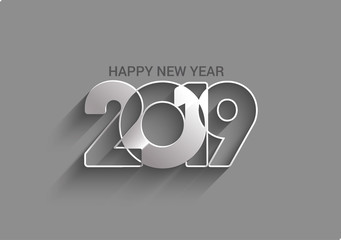 Happy New Year 2019 Text Design Patter, Vector illustration.